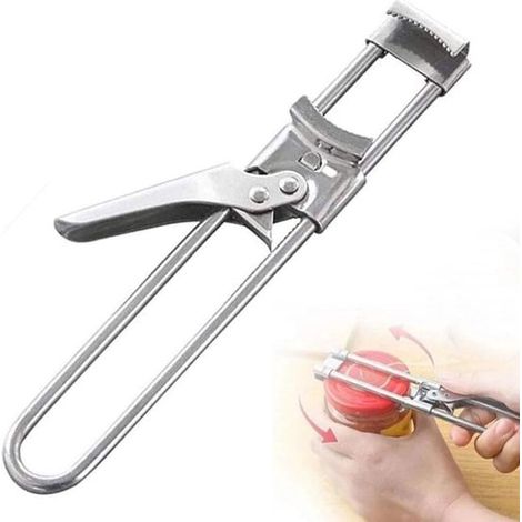 Abrefrascos para personas con poca fuerza en las manos, abrelatas ajustable de acero inoxidable, abrefrascos con tapa resistente (1/5)