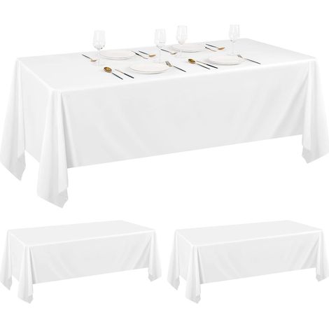 Lot de 2 Nappes, Polyester, 153x260 cm, Anti-taches, Infroissable, Lavable, Mariage, Banquet