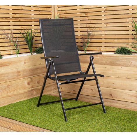 Outdoor Garden Patio Multi Position Reclining Folding Chair in Black