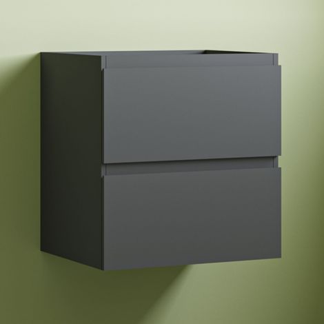 Wall Hung 2 Drawers Bathroom Vanity Unit without Basin Flat Pack - 500mm Matt Grey