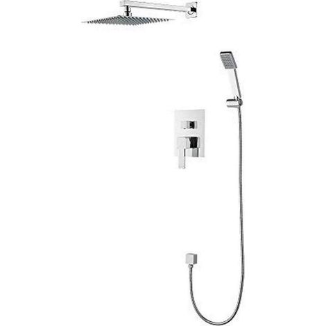 Kit de Colonne Encastré, Système de Douche Carré, Chromé, Argent (1/5)