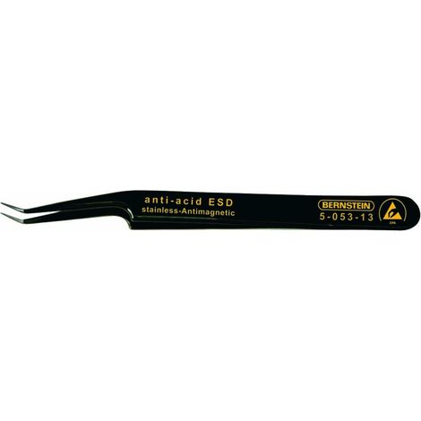 BERNSTEIN Tools for Electronics 5-053-13 SMD-Pinzette 51 SA-ESD Super-spitz, schräg-gebogen 110 mm