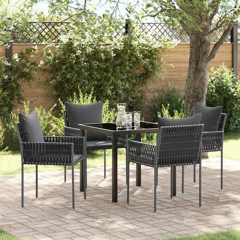 vidaXL Set da Pranzo per Giardino 5 pcs Nero Poly Rattan (1/5)