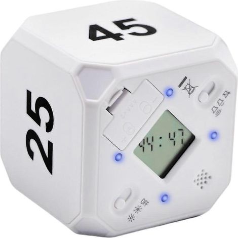 Cube-Timer Küchentimer mit Schwerkraftsensor, Wippen-Meditationstimer für Zeitmanagement und Countdown 5-15-25-45 min (Weiß) (1/5)