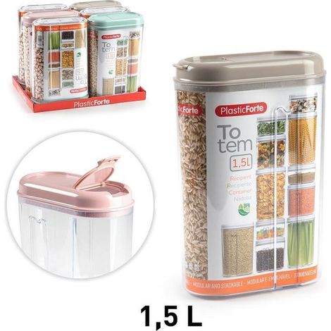1 Pezzo Barattolo Recipiente Totem da Cucina in Plastica 1,5 Litri 3 Colori (1/3)