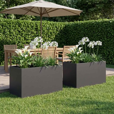 Cache-pot de jardin 2 pc Noir 100 x 50 x 50 cm (1/5)
