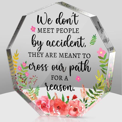 Plaque acrylique nonagone motifs fleurs – Cadeau de remerciement femme, présent d’appréciation Noël, cadeau départ inspirant pour collègue, infirmière, professeur, déco maison et bureau - 6x6x1cm (1/5)