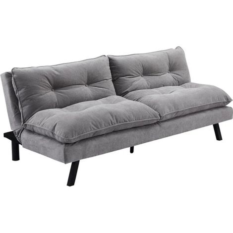 Sofá cama AZENA de 3 plazas en tela de chenilla – Gris y negro – 190 x 80 x 90 cm (1/5)