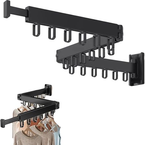Tendedero plegable, 18 ganchos resistentes al viento, negro (pfe) (1/2)