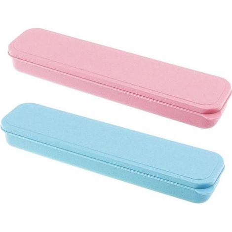 2 Pièces Boîte à Couverts Portable,Boîte de Rangement pour Couverts de Voyage, Boîte à Couverts de Tige de blé pour Pique Nique (1/5)