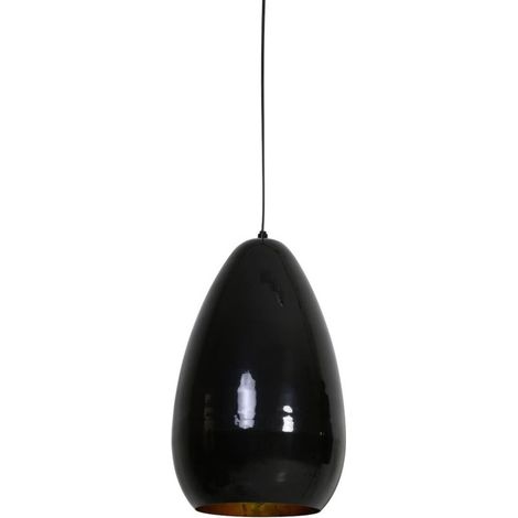 Light & Living 3064558 - Pendant Lamp Ø27x42cm ELIANA glossy black/gold - 1x40W E27 (not supplied)