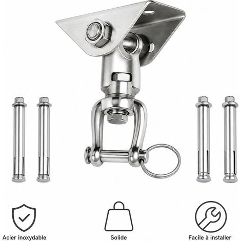 Crochet de Suspension 304 Inox 7 x 4 x 10 cm - Support Suspendre pour Balancoire Hamac avec Chevilles (1/5)