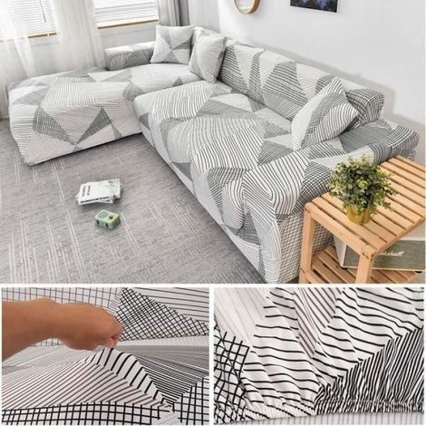 Housse de canapé d'angle - - Color 23 - Extensible - 1234 places - Polyester