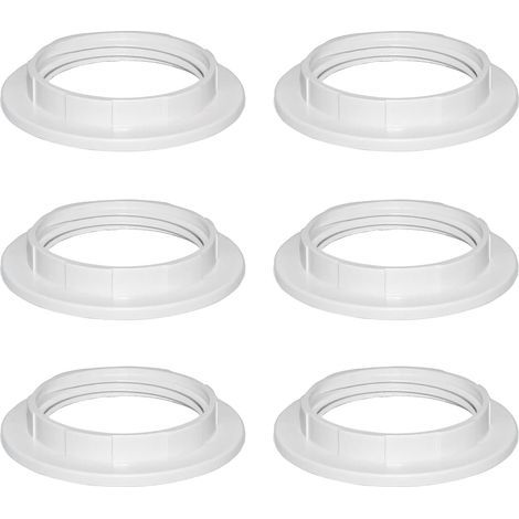 BUNTHAUS Blanc Plastique Anneau Réducteur Abat Jour E27 40MM, Accessoires pour Abat-Jour Bague Plaque Convertisseur d’Adaptateur, E27 Anneau Réducteur d'Abat-Jour pour Lampe de bureau, Plafonniers, 6 