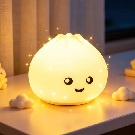 Dumpling Squishy Night Light Children, 7 Colours Bedside Lamp Children Squishy Dumpling Gifts for Girls Children's Room Bedside Lamp Women, Teenagers, Girls, Babies (1/5)