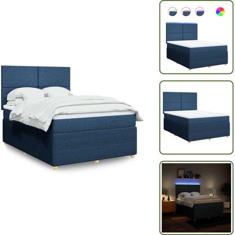 Cama ajustable - vidaXL Cama box spring con colchón tela azul 160x200 cm - Cama de muelles