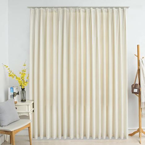 Rideau occultant avec crochets Velours Crème 290x245 cm (1/5)