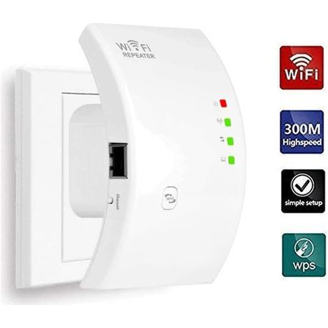 N300 WiFi Repeater 300 Mbps – 2.4 GHz Amplifier with 1 Ethernet Port – Quick 10-Second Installation – Compatible with All Routers (1/5)