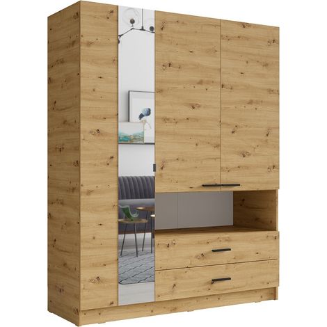 Armadio a 3 ante MEIJE - Design moderno con specchio e nicchia a vista