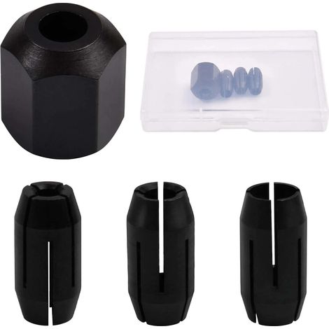 4 pack CN1 Kit de Collet et écrou de remplacement 3 pinces (1/8-inch, 5/32-inch, 1/4-inch) et 1 écrou pour outils de scie à spirale et outils de découpe de cloisons sèches compatibles avec (1/4)