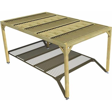 Pergola bois • 3m x 5m • indépendante • sens largeur • lames orientables bioclimatiques incluses • livraison comprise (1/3)