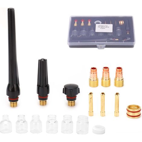 Kit torche de soudage avec buse en verre, pince tungstène, anneau silicone et pistolet queue pour accessoires de soudeur. (1/5)