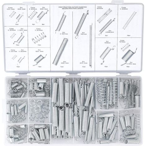 Kit Ressorts - Acier Inoxydable - Tension Et Compression - 200 Pièces - 8 Tailles - Pour Réparation Automobile Électronique Médicale