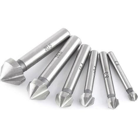 6-teiliges Set HSS-Rundschaft-3-Nut-Senker- und Anfaswerkzeuge