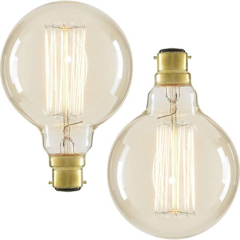 Litecraft Globe Light Bulb B22 Bayonet Cap Squirrel Cage Filament Clear - 2 Pack (1/4)