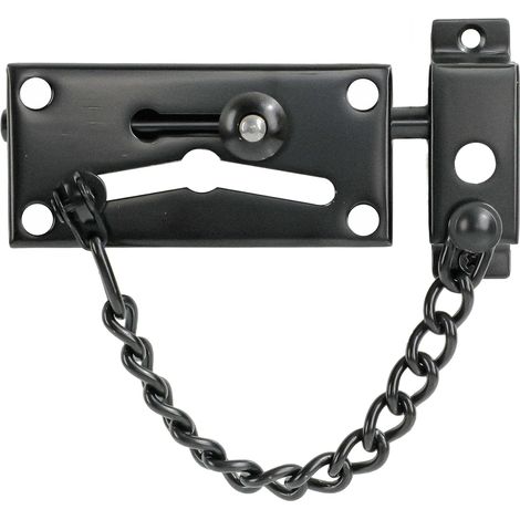 Chaîne de Porte de Sécurité, Chaîne de 19.3 cm, en Inox, Noir  Serrure à Chaîne de Porte avec Vis, Chaîne de Protection de Serrure de Porte, verrou porte interieure (1/5)