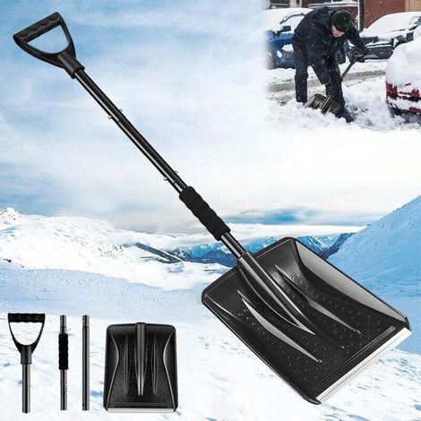 Pelle à Neige Portable en Aluminium avec Poignée en D et Manche pour Voiture, Suppression de Sable ou Neige