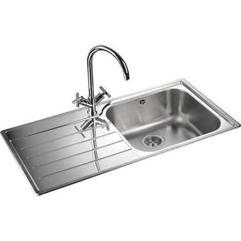 Rangemaster Oakland Kitchen Sink 1.0 Bowl LH Drainer Inset Stainless Steel Waste (1/4)