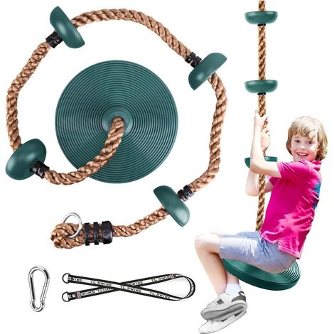 Balançoire d'extérieur pour enfants - Corde d'escalade avec plateforme - Pour enfants - Arbre disque - Corde d'escalade - Balançoire d'extérieur - Pour le jardin - Charge maximale : environ 200 kg
