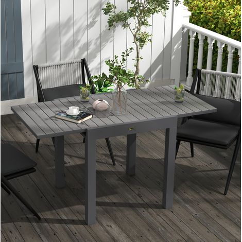 Tavolo da pranzo da giardino estensibile in alluminio grigio per 6 persone 81/162 x 80 x 75 cm (1/5)