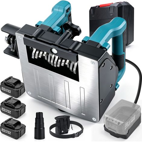 1600W Raboteuse Murale Électrique 1000-4000tr/min 6 Vitesses Profondeur 0‑4mm Fraiseuse Béton avec Système Aspiration Poussière 3 Batteries 4000mAh pour Rénovation Plâtre Vieilles Peintures (1/5)