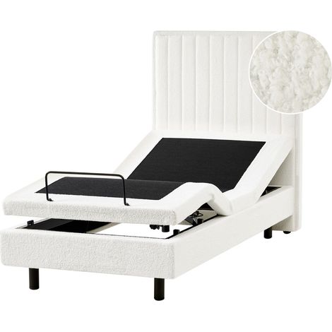 Letto singolo Tessuto bianco sporco regolabile Elettricamente con Telecomando 90 x 200 cm Castellan