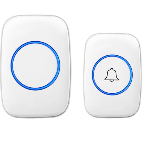 Sonnette sans fil avec émetteur récepteur, alimentée par piles, simple d'utilisation extérieure, étanche et intelligente, télécommande. (1/5)