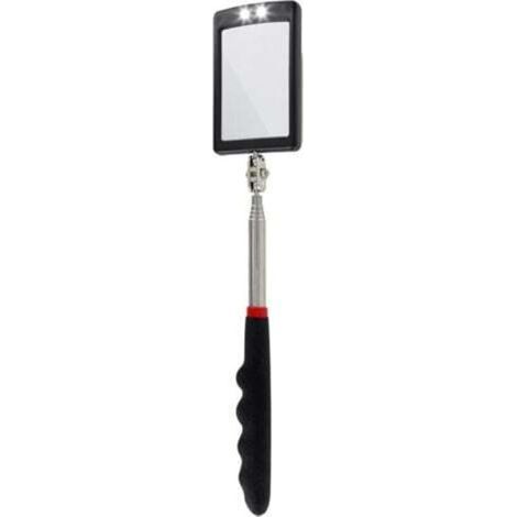 Espejo telescópico LED ultrafino - Batería incluida - Muy claro - Extensible hasta 88 cm - Doble rótula - Mango antideslizante (1/2)