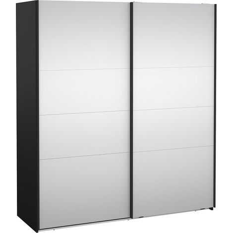 Catania Schiebetürenschrank 2 Türen mit Spiegel 180x200cm matt schwarz. (1/5)