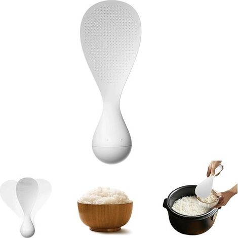 Cucchiaio per riso con rivestimento antiaderente, cucchiaio per riso resistente al calore, spatola verticale per riso, aiuto in cucina, verticale e facile da pulire, antiscivolo. (1/5)