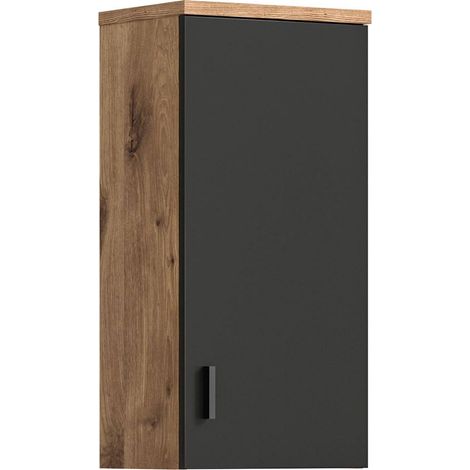 Grado Badschrank wandhängend 1 Tür Eiche dekor,matt grau.