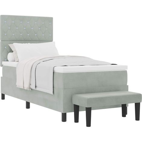 Maison Exclusive - Lit à ressorts avec tête de lit Gris clair 200 x 100 cm Velours (1/5)