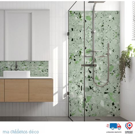 Panneau de douche : Terrazzo de Colonnade - Couleur Vert jaune - Alu composite - 90 - 245 (1/3)