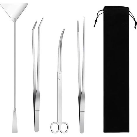 Kit de herramientas para paisajismo acuático para acuarios, 4 en 1, Limpiador de paredes de cristal, Control de algas, Plateado (1/5)