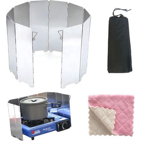 Pare-Vent pour Réchaud, Brise-Vent Réchaud Camping, Accessoires Camping Gaz, Portable Stove Pare-brise (1/5)