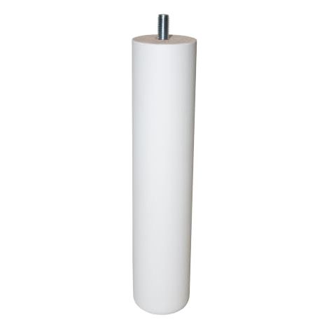 Pack 4 patas de madera de haya Cilíndrica 25 cm – Blanco – para camas, somieres y muebles