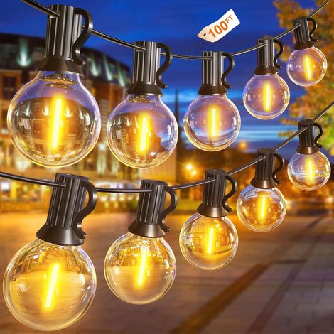 Guinguette Guirlande Lumineuse Extérieures 30M, LED Guirlande Lumière Exterieur avec 52 Ampoules en Plastique en Plein Air, Étanche Guirlande Guinguette pour Jardin,Cour,Bistro (1/5)