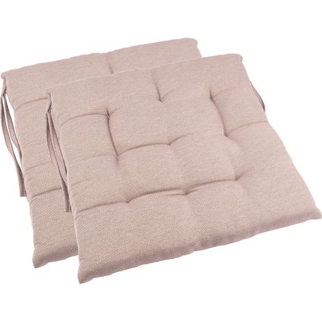 Gartenmöbel-Auflagen Bankauflage Sitzkissen Stuhlkissen Hockerauflage Kissen - beige, Sitzkissen (2er-Set)