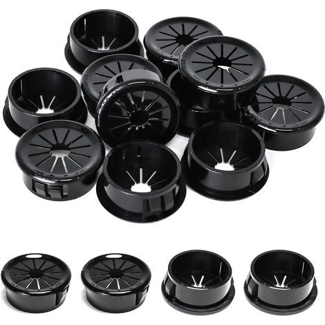 25 passe-câbles, clips de 25 mm de diamètre, passe-câbles ronds en nylon pour câbles de bureau, noirs (1/5)
