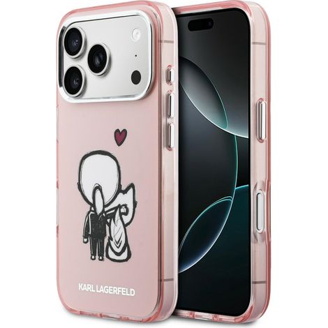 Coque arrière MagSafe Karl & Choupette pour iPhone 17 Pro rose, de Karl Lagerfeld